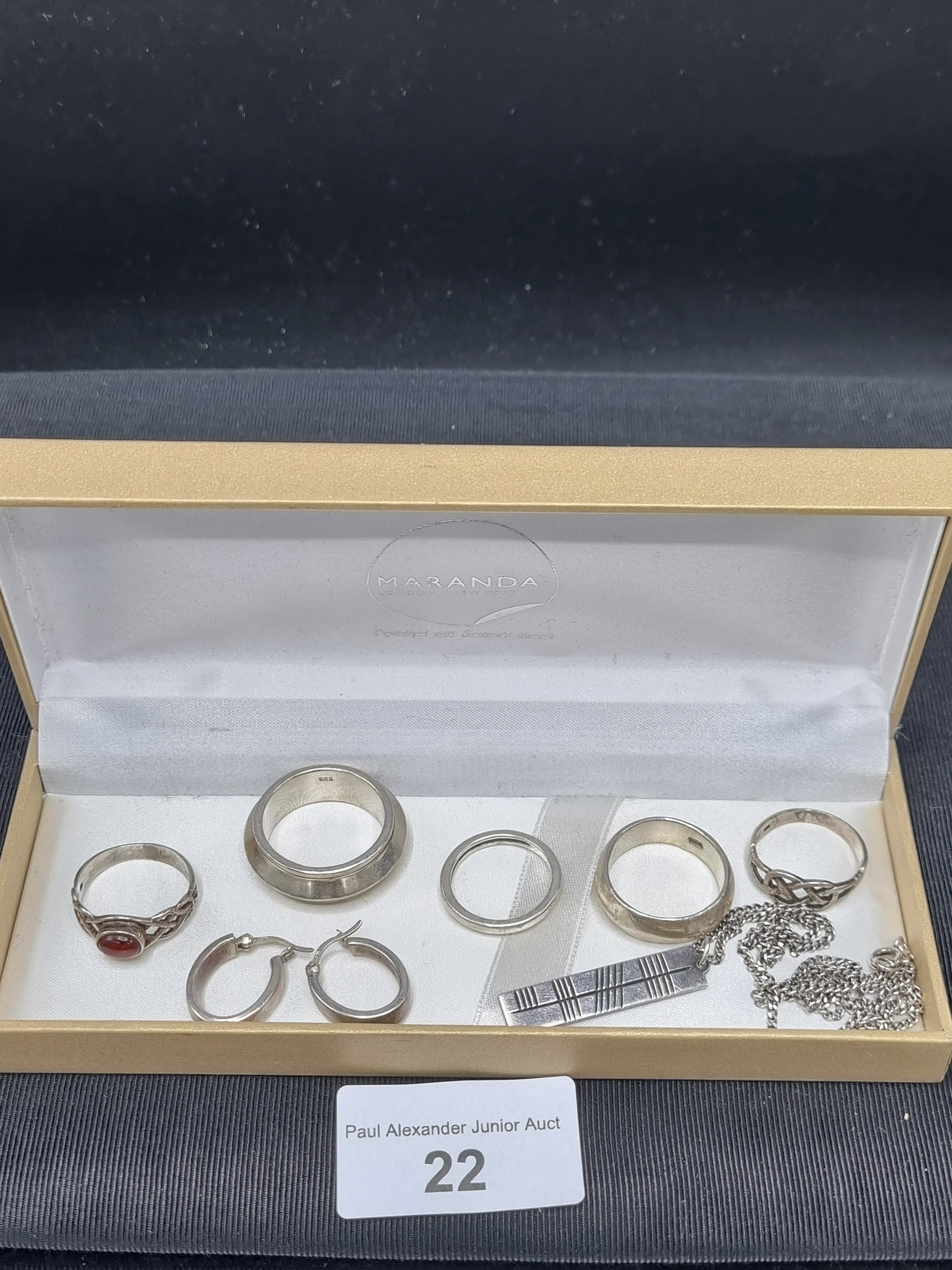 Lot of silver jewellery, men's rings, Celtic rings, earrings and necklace. - Image 2 of 3