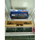 Boxed corgi train model , together with 2 boxed days gone van sets .