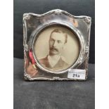 Silver hall marked Birmingham photo frame with picture of victorian gentleman portrait.