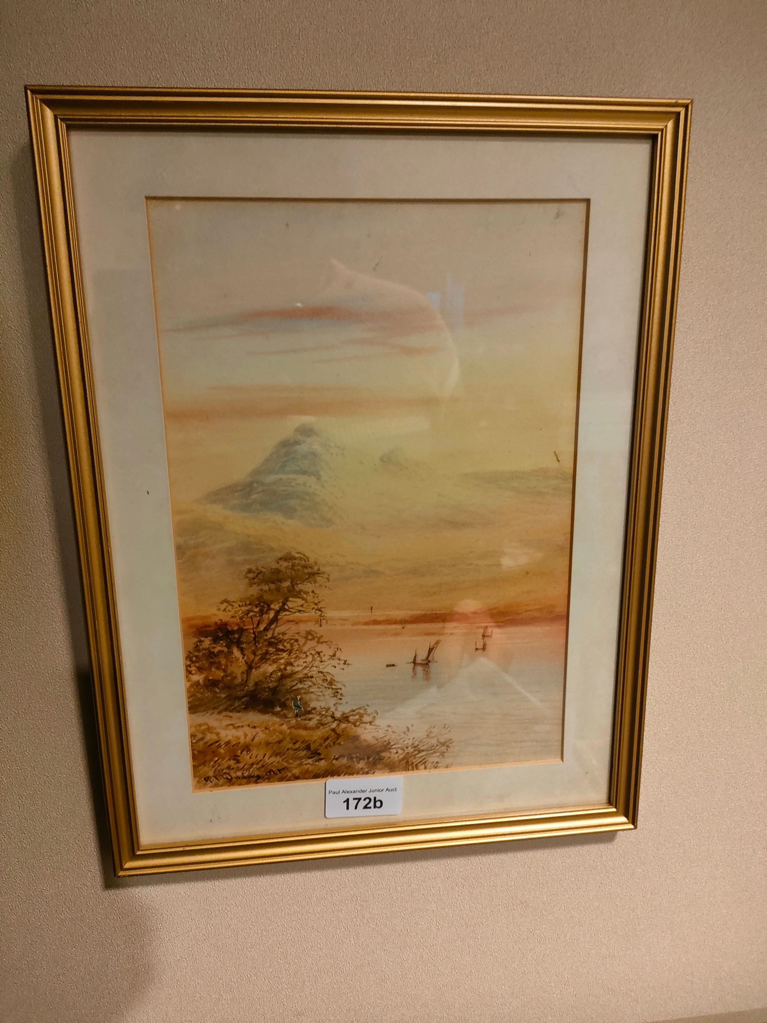 Water colour depicting oriental boat scene signed by artist framed .