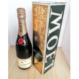 Bottle of brut imperial mote Champagne full and sealed with box .