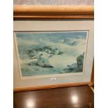 Large print of white grouses in winter scene after Archie thorburn with artist proof marking