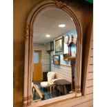 Large impressive arch interior mirror with gilt design. Approximately 4ft In height .