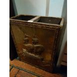Brass vintage stick stand with ship to front .