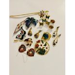 Collection of vintage inspired enamelled items.