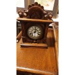 Antique Oak Jerome And Co Ornate Mantel Clock beautiful clock Key And Pendulum Winds And Ticks .