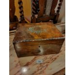 19th century in laid jewellery box with fitted red interior .