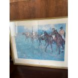 Large picture titled jockeys in the rain by degas .