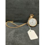 Waltham Railway Gold plated pocket watch with Albert chain .