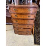 Antique bow fronted chest of drawers.