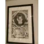 Early 1800s etching picture of Mary queen of scots framed .