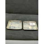 Pair of heavy indian silver card trays . 118 grams .