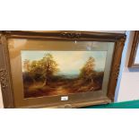 Beautiful Scottish Highlands Scene oil Painting in Gilded Frame .
