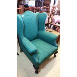 Beautiful example of Victorian Gull Wing Chair with later upholstery.