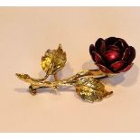 Exquisite designer brooch. Quality Rose flower design. Height 7cm, Width 4cm.