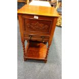 Early 1900s Ladies Fine example of Sewing table with Barley Twist Legs and Carved front with lift
