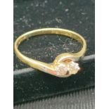18ct gold 2 stone diamond ring .