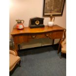 Large antique pedistal sideboard with brass antique handles .