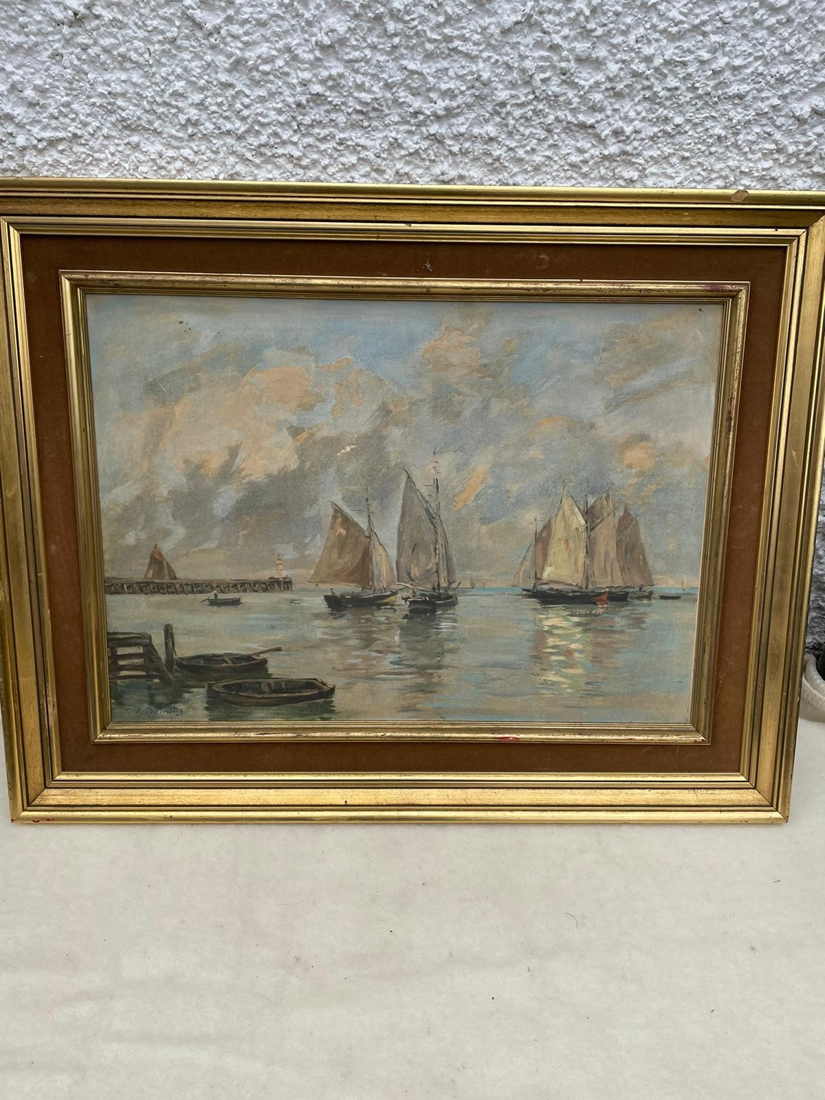 French limited edition print 236 " Eugene Bouldin bateaux de peche D trouville ' The fishing boats