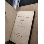 2 antique books titled human life a poem Samuel Rogers and the road by Hilaire Belloc .