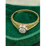 9ct gold diamond solitaire setting ring .