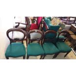 Set of 4 Victorian Balloon back Chairs with later upholstery.