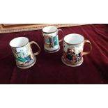 3 Large Beswick Tankards .