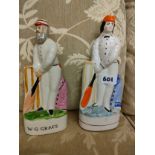 2 early Staffordshire flat back figures cricketers .