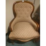 Quality reproduction spoon back chair with button backing .