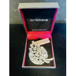 Stunning large designer Jon Richards silver tone diamante statement brooch. Height 8cm, width 5cm
