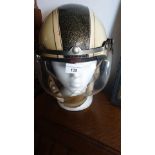 Vintage Stadium motor bike racing helmet with original Chin strap .