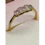 18ct and platinium diamond gold art deco style ring .