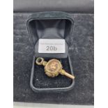 Victorian ornate watch key with smokey quartz and stone fob .