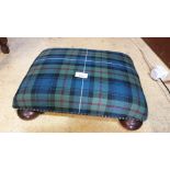 Beautiful Tartan Upholstered foot stool on 4 pad feet top quality.