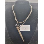 Silver propelling pencil with stone top with chain .