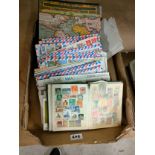 Box of vintage stamps etc .