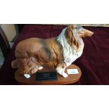 Large Beswick Connoisseur Series Collie on Presentation Plinth .