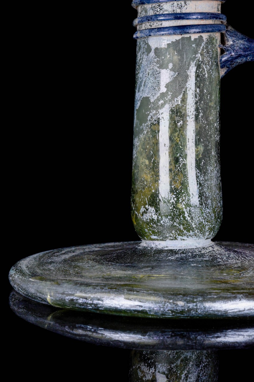 ROMAN GLASS CANDLESTICK UNGUENTARIUM WITH HANDLE - Image 7 of 7