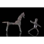 ROMANO- CELTIC BRONZE HORSE AND RIDER