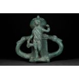 ROMAN BRONZE CHARIOT FITTING WITH BACCHUS