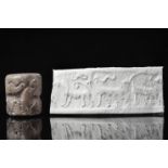 URUK PERIOD GREEN STONE CYLINDER SEAL