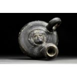 ANCIENT GREEK GLAZED GUTTUS WITH GORGON HEAD