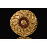 HELLENISTIC GOLD BROOCH WITH CARNELIAN