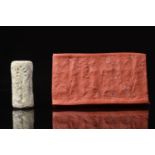 ANATOLIAN OR SYRIAN GREEN STONE CYLINDER STAMP SEAL