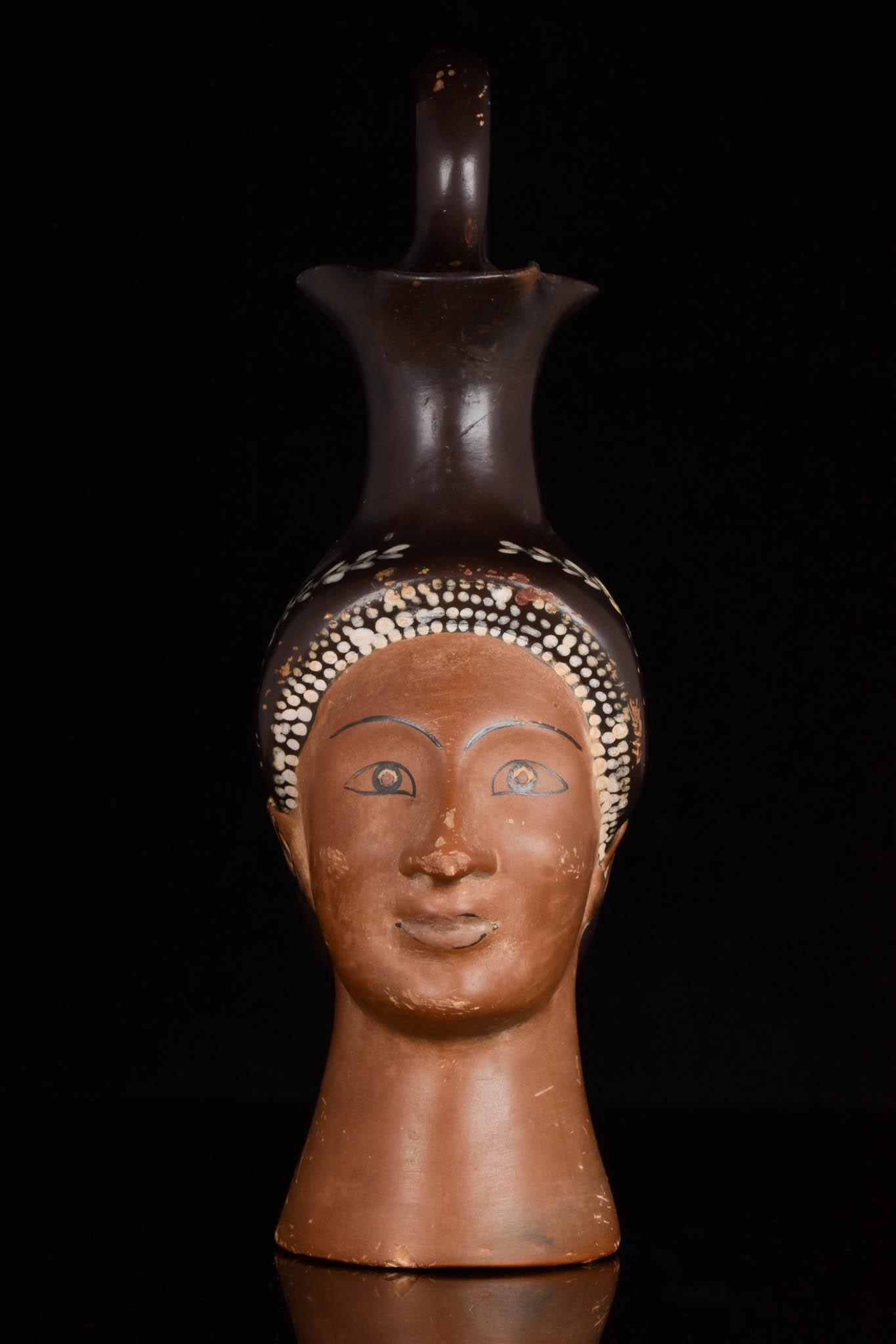 GREEK ATTIC FIGURAL OINOCHOE OF A LADY - EX. SOTHEBY'S