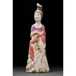 CHINESE TANG DYNASTY TERRACOTTA FIGURE OF A COURT LADY - TL TESTED