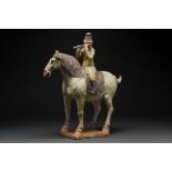 CHINESE TANG DYNASTY TERRACOTTA HORSE AND RIDER - TL TESTED