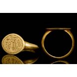 BYZANTINE RELIGIOUS GOLD SIGNET RING