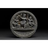 GANDHARA SCHIST PALETTE WORSHIP SCENE