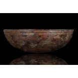 WESTERN ASIATIC BRONZE BOWL WITH PRECESSION OF ANIMALS